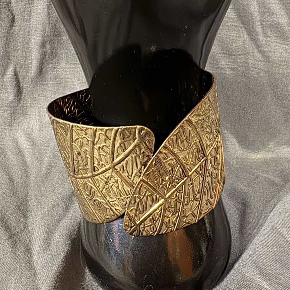 Gold Leaf Patterned Cuff Bracelet - image 1